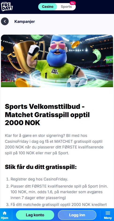 friday mobile bonus page